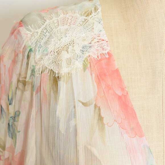 Johnny Was silk dress ruksana sheer floral print boho hippie sheer maxi long M - Picture 3 of 9